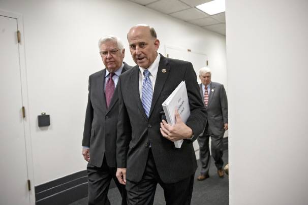 Rep. Louie Gohmert, R-Texas, right, walks with House Appropriations Committee Chairman Rep. Hal Rogers, R-Ky. as they arrive for a closed-door meeting of the House Republican Conference, Tuesday, Jan. 13, 2015, on Capitol Hill in Washington. (AP Photo/J. Scott Applewhite)