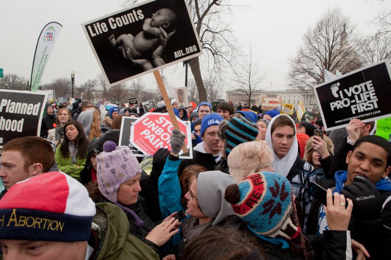 Anti-abortion demonstrators protest in D.C. in January. The U.S. House of Representatives is set to vote on a bill that would ban late-term abortions in the city. (Examiner file photo)