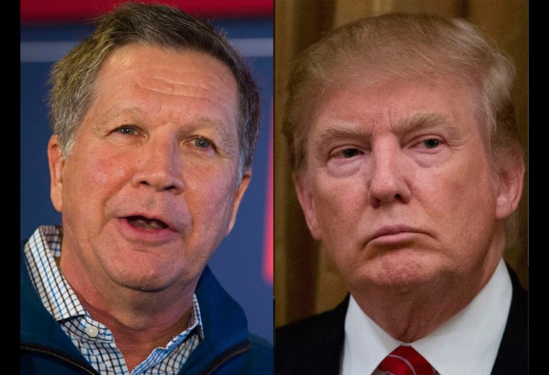 According to a new poll, Republican presidential candidate Donald Trump now holds only a slim lead over John Kasich in Pennsylvania. (AP Photo/Jacquelyn Martin)