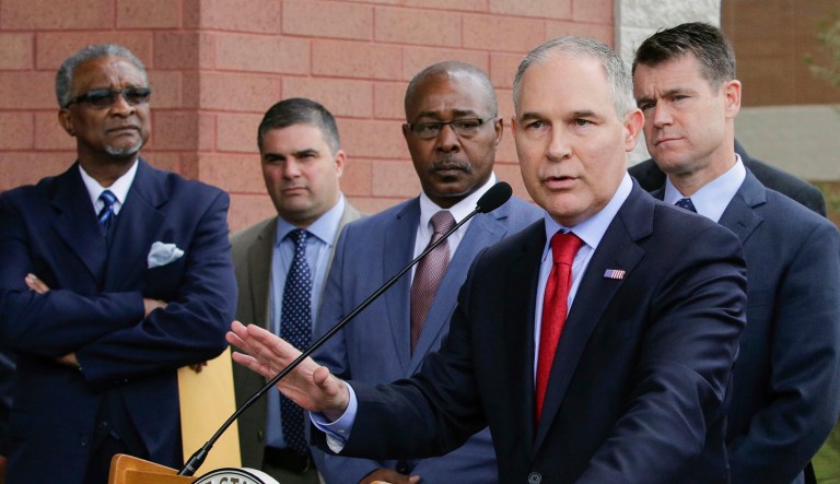 EPA Administrator Scott Pruitt, in an exclusive interview with the Washington Examiner, detailed some of his thinking about the Clean Power Plan, former President Barack Obama's signature climate change regulation for existing power plants, and the Waters of the United States rule. (Graeme Jennings/Washington Examiner)