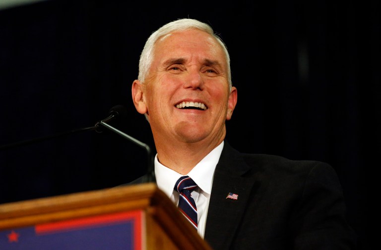 The Republican National Committee's website declared vice presidential candidate Mike Pence the winner of Tuesday's debate nearly two hours before the face-off had even taken place. (AP Photo/Brennan Linsley)