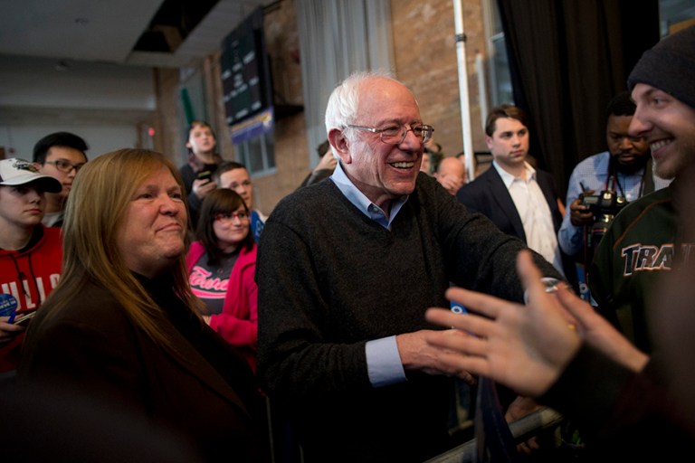 Bernie Sanders performs better than Donald Trump, Marco Rubio and Ted Cruz when put in a three-way match-up that also includes Michael Bloomberg. (AP photo/Jae C. Hong)