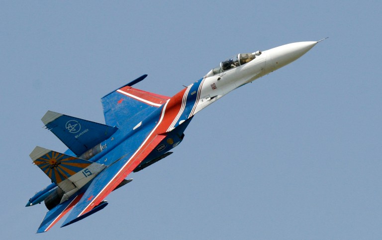 A pilot of the Russian air force's elite aerobatic squadron died Thursday when his fighter jet crashed near Moscow. ?(AP Photo/Sergei Venyavsky, file)