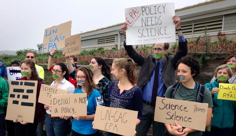 The EPA said the scientists were allowed to attend the event, but not speak at it, because 