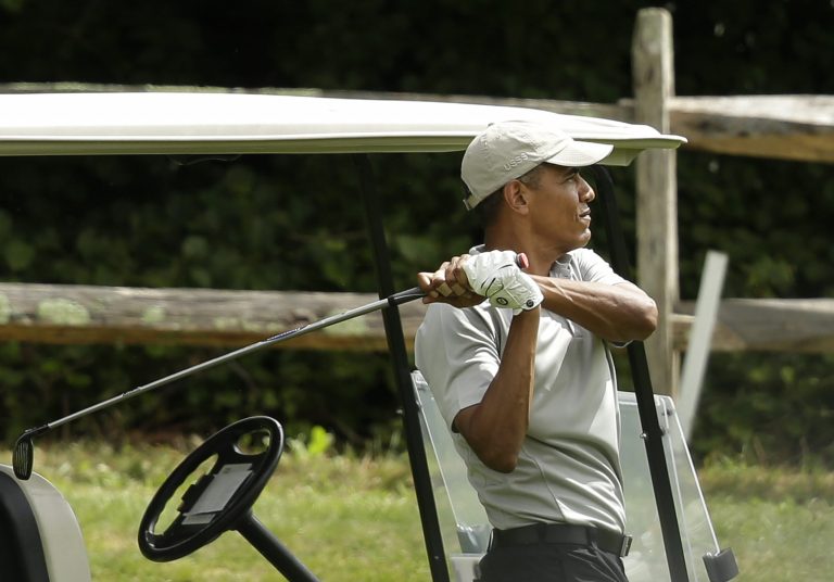 Barack Obama is spending his last summer vacation as president on the island of Martha's Vineyard. (AP Photo/Steven Senne)