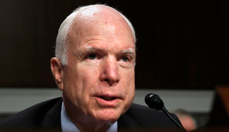 Senate Armed Services chairman Sen. John McCain, R-Ariz., speaks during a hearing on 'Recent United States Navy Incidents at Sea', Tuesday, Sept. 19, 2017, on Capitol Hill in Washington. (AP Photo/Jacquelyn Martin)