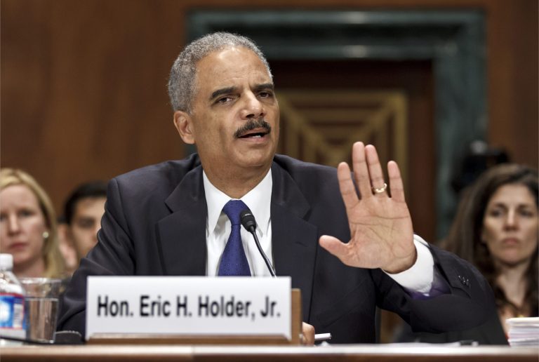   Attorney General Eric Holder testifies on Capitol Hill in Washington, Tuesday, June 12, 2012, before the Senate Judiciary Committee hearing looking into national security leaks. (AP Photo/J. Scott Applewhite)  