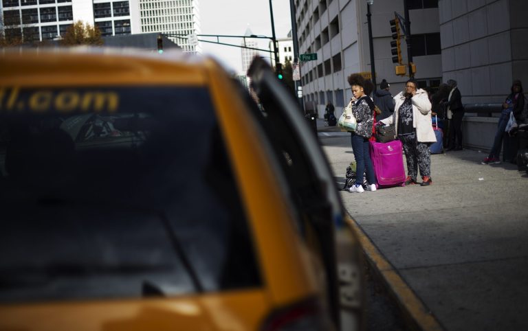 While the bus was driven only a short distance, it caused several accidents along the way. (AP Photo/David Goldman)