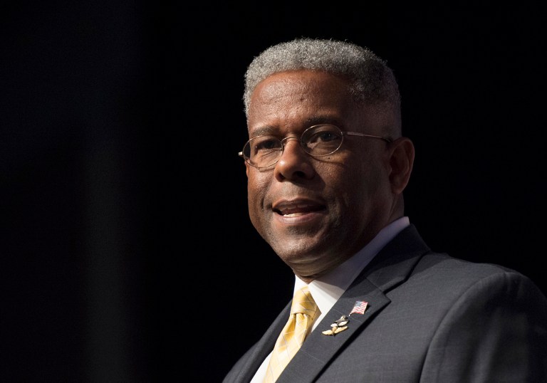Former Rep. Allen West appeared for a meeting at Trump Tower a day after garnering criticism for sharing a meme that appeared to cheer the extermination of Muslims. (AP Photo/Molly Riley)