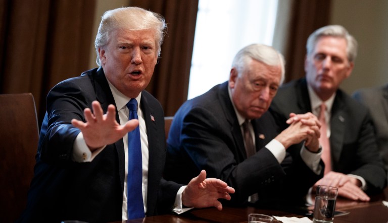 President Trump invited the press into bipartisan immigration reform talks Tuesday in what's been lauded as a rare example of transparency in the upper echelons of politics.
			(AP Photo/Evan Vucci)