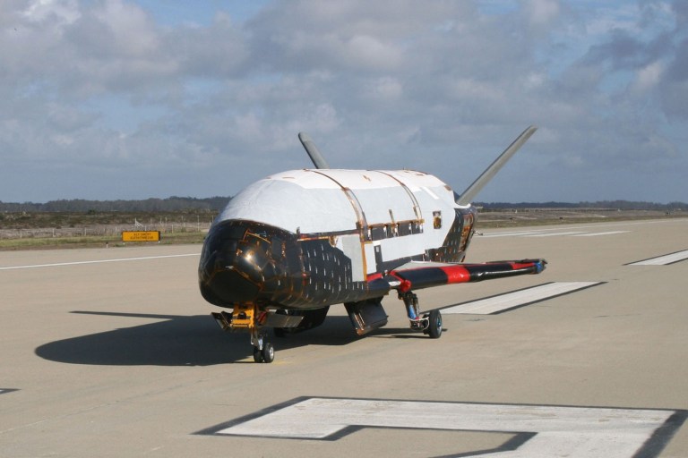 The X-37B space plane completed a 718-day classified mission involving experiments conducted while orbiting the Earth. (U.S. Air Force via AP)