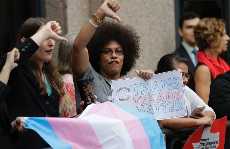 The measure requires public schools and open-enrollment charter schools to limit bathroom and locker room use to a student's birth gender. (AP)