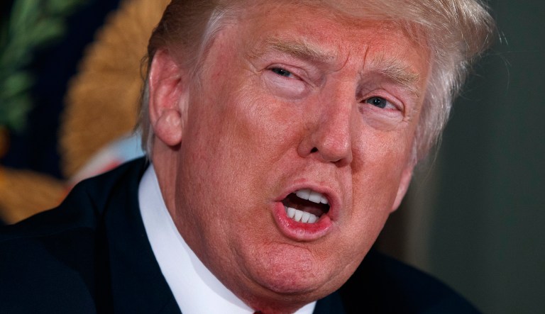 President Donald Trump talks about North Korea during a briefing on the opioid crisis, Tuesday, Aug. 8, 2017, at Trump National Golf Club in Bedminster, N.J. (AP Photo/Evan Vucci)