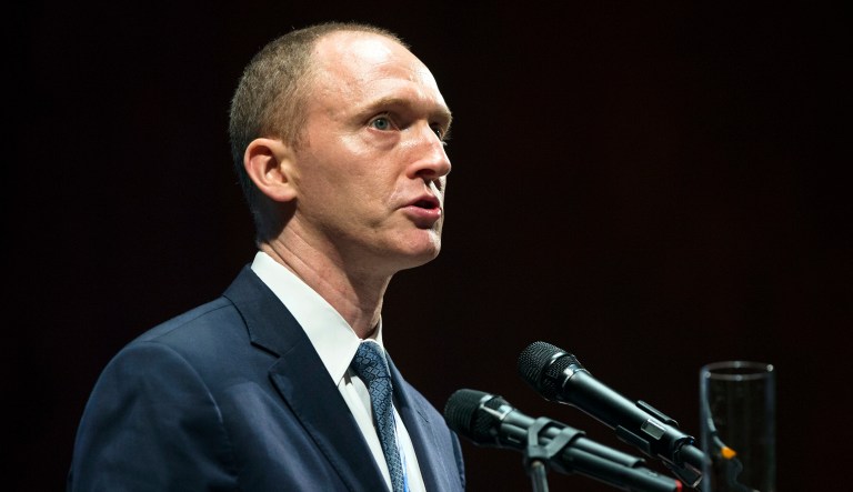 Carter Page, an adviser to then-presidential candidate Donald Trump, has dropped off items subpoenaed by the House and Senate Intelligence Committees. Page is a former investment banker who previously worked in Russia. (AP Photo/Pavel Golovkin)