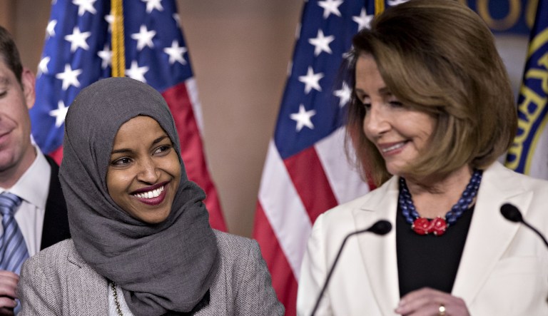 Ilhan Omar and Nancy Pelosi.