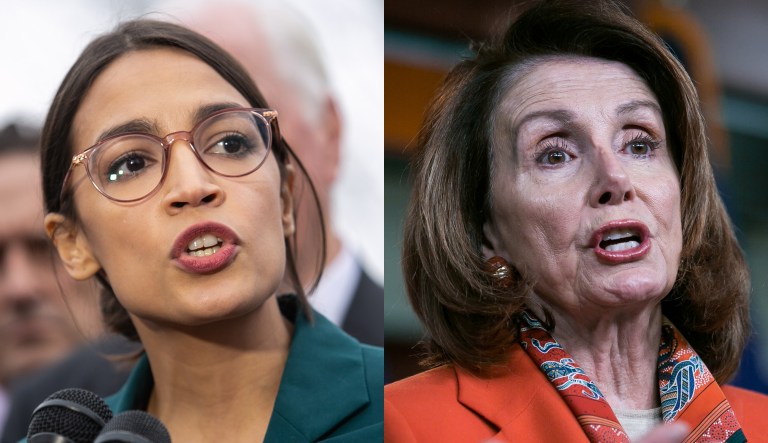 Alexandria Ocasio-Cortez and Nancy Pelosi.