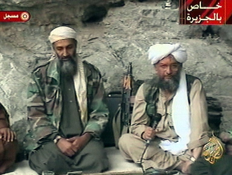 Osama bin Laden, left, and Ayman al Zawahiri are seen in October 2001.