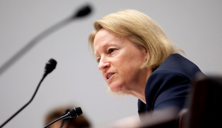 Mary Schapiro testifies on Capitol Hill in Washington.
