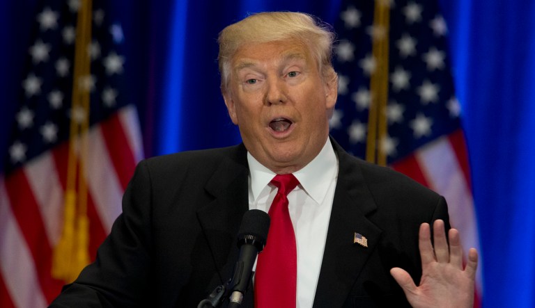 Republican presidential candidate Donald Trump speaks in New York, Wednesday, June 22, 2016. 