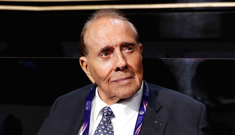 Former Republican presidential candidate Sen. Bob Dole arrives at an event.