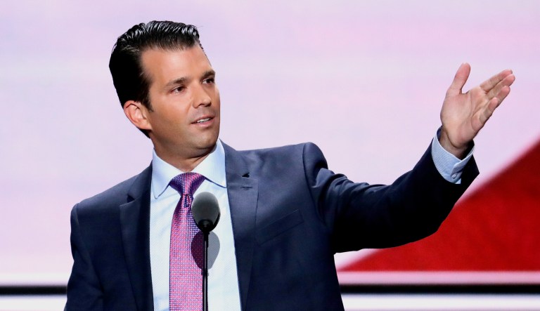 In this 2016 file photo, Donald Trump, Jr., son of Republican presidential candidate Donald Trump, speaks during the Republican National Convention.