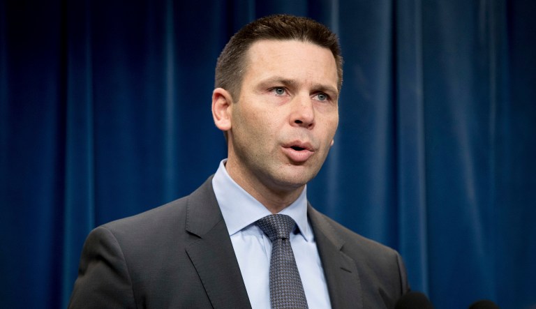 U.S. Customs and Border Protection chief Kevin McAleenan speaks at a news conference to discuss the operational implementation of the president's executive orders. 