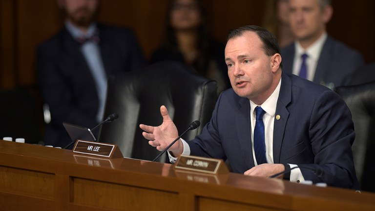 Senate Judiciary Committee member Sen. Michael S. Lee, R-Utah, questions Supreme Court Justice nominee.