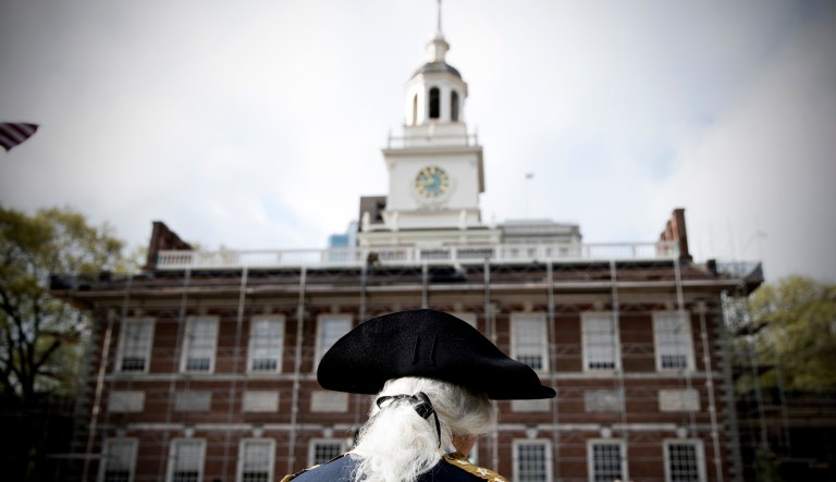 Independence Hall in Philadelphia is seen.