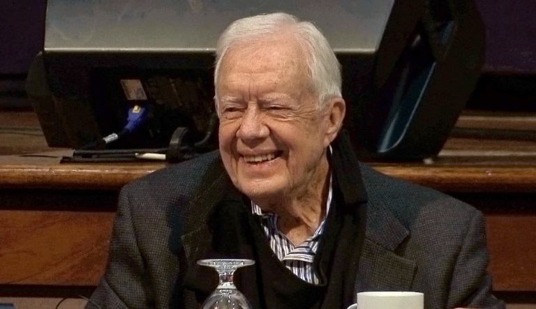 In this image taken from video, former President Jimmy Carter speaks at an event in Atlanta.