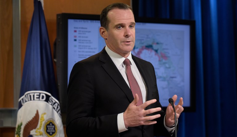 Brett McGurk, U.S. envoy for the global coalition against ISIS, speaks during a briefing at the State Department in Washington, Friday, Aug. 4, 2017.