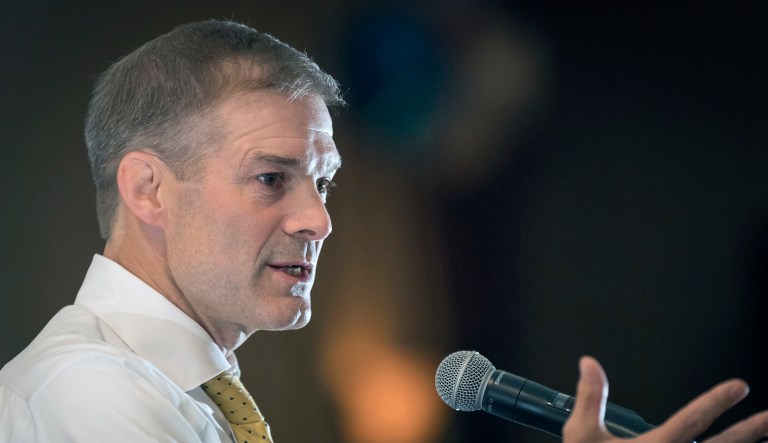 Rep. Jim Jordan, R-Ohio, speaks to supporters gathered at The Champions of Liberty Rally in Hebron, Ky., Friday, Aug 11, 2017. Rep. Jordan was joined at the fundraising event by Kentucky Gov. Matt Bevin, U.S. Rep Thomas Massie, R-Ky., and Senator Rand Paul, R-Ky.