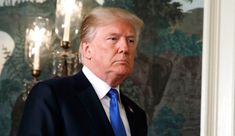 President Trump arrives to deliver a statement.