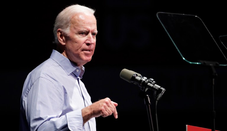 Former Vice President Joe Biden delivers remarks in New Brunswick, N.J.