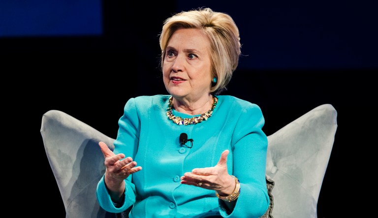 Hillary Clinton speaks at the Geisinger's National Healthcare Symposium in Danville, Pa., on Nov. 9, 2017.