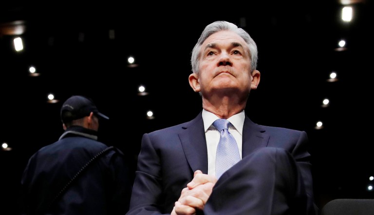 Jerome Powell appears at a hearing.