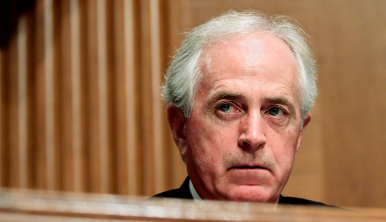 Sen. Bob Corker, R-Tenn., listens during a meeting on Capitol Hill in Washington. 
