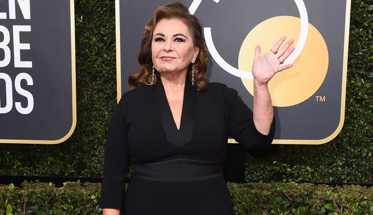 Roseanne Barr arrives at the 75th annual Golden Globe Awards at the Beverly Hilton Hotel on Sunday, Jan. 7, 2018, in Beverly Hills, Calif.