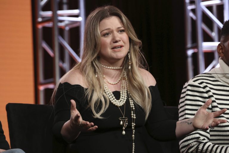 Kelly Clarkson participates in the "The Voice" panel during the NBCUniversal Television Critics Association Winter Press Tour on Jan. 9 in Pasadena, Calif.