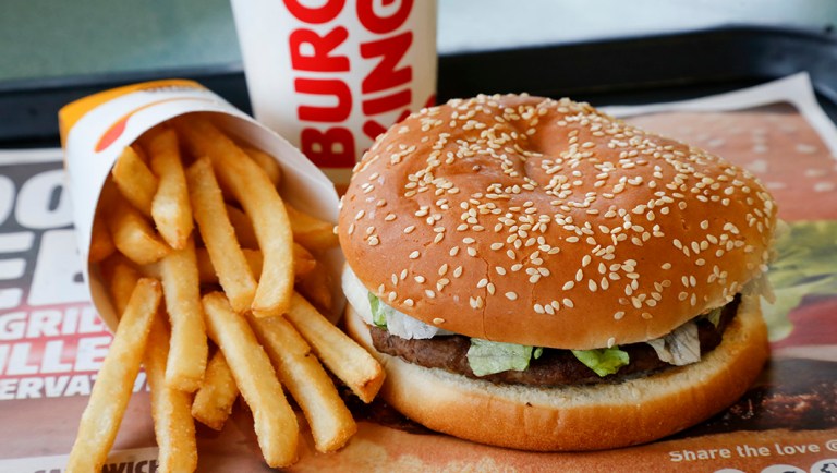 This is a Burger King Whopper meal combo at a restaurant in Punxsutawney, Pa.