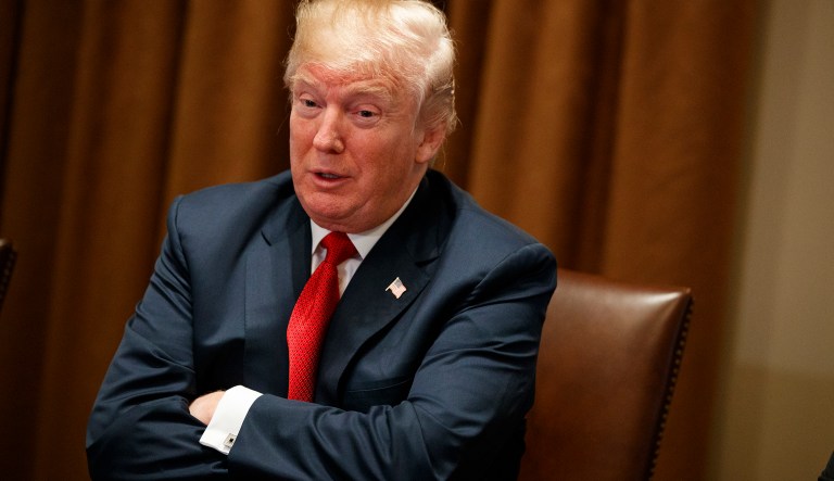 President Donald Trump speaks during a meeting with law enforcement officials about the MS-13 street gang and border security, in the Cabinet Room of the White House, Tuesday, Feb. 6, 2018, in Washington.