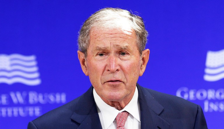 In this Thursday, Oct. 19, 2017 file photo, former U.S. President George W. Bush speaks at a forum sponsored by the George W. Bush Institute in New York. 