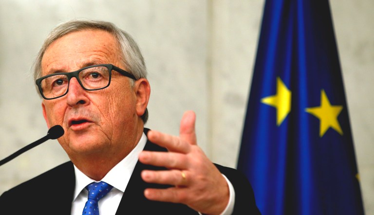 European Commission President Jean-Claude Juncker speaks during a press conference.