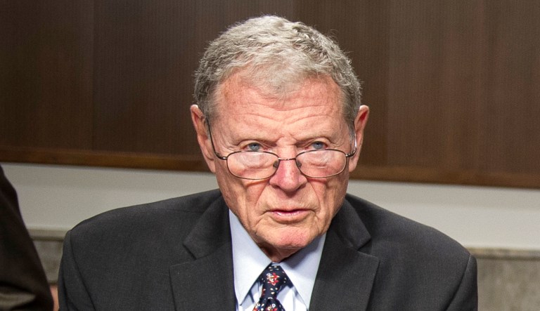 Senate Armed Services Committee Chairman Jim Inhofe, R-Okla., appears at a hearing on Capitol Hill in D.C.