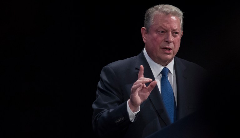 Former Vice President Al Gore gestures as he speaks during an event in New York. 