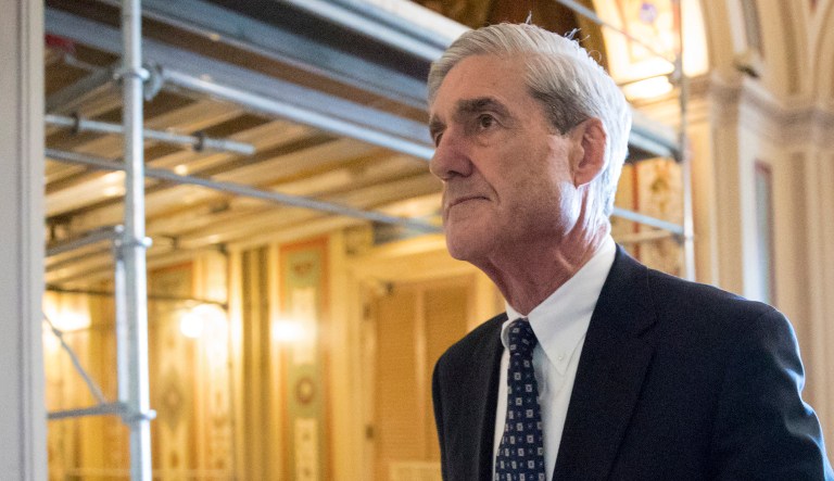 Special counsel Robert Mueller departs after a meeting on Capitol Hill in Washington. 