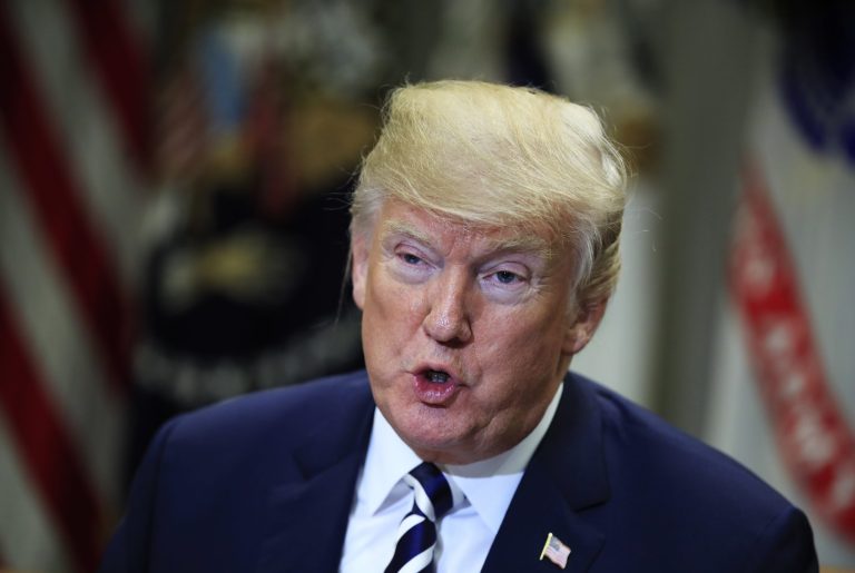 President Donald Trump speaks during a roundtable talks on sanctuary cities with law enforcement officers in the Roosevelt Room of the White House, in Washington, Tuesday, March 20, 2018.