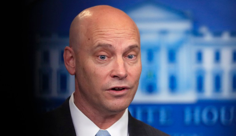 White House Director of Legislative Affairs and Assistant Marc Short talks to reporters.