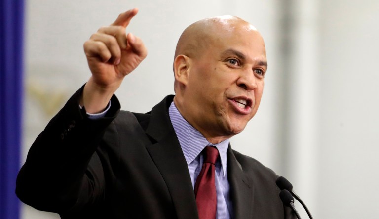 Sen. Cory Booker, D-N.J., speaks during an event.