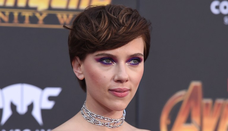 Scarlett Johansson arrives at the world premiere of "Avengers: Infinity War" in Los Angeles. 