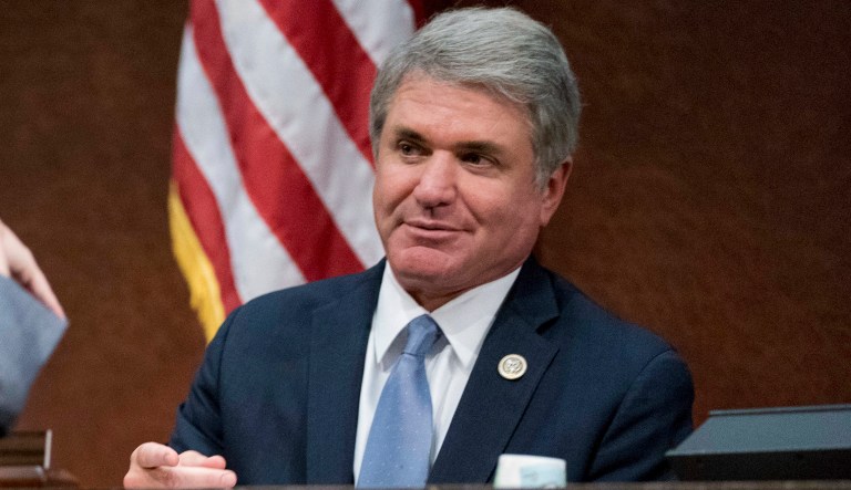 Homeland Security Secretary Kirstjen Nielsen greets House Homeland Security Committee Chairman Rep. Michael McCaul, R-Texas, as she arrives for a House Homeland Security Committee subcommittee on Capitol Hill in Washington, Thursday, April 26, 2018.